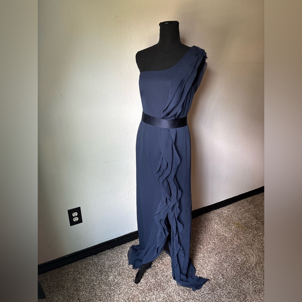 WHIT One-Shoulder Navy Dress